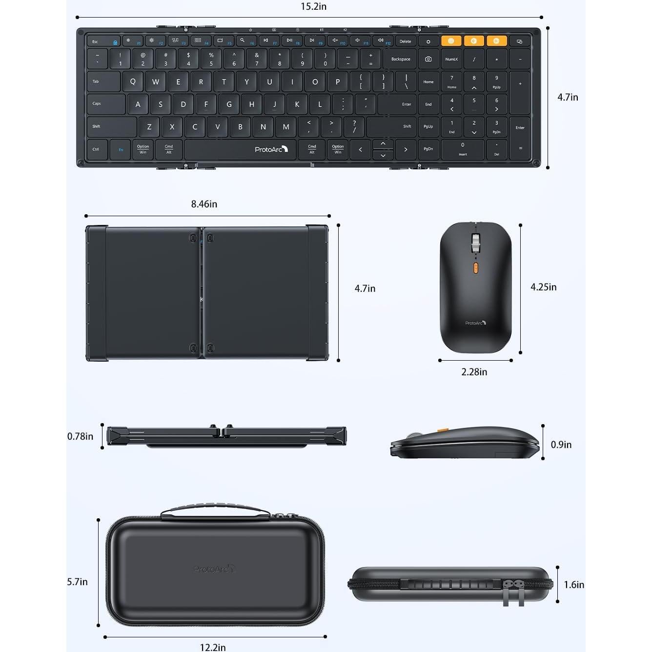 Combo Teclado y Ratón Plegable ProtoArc XKM01 Negro