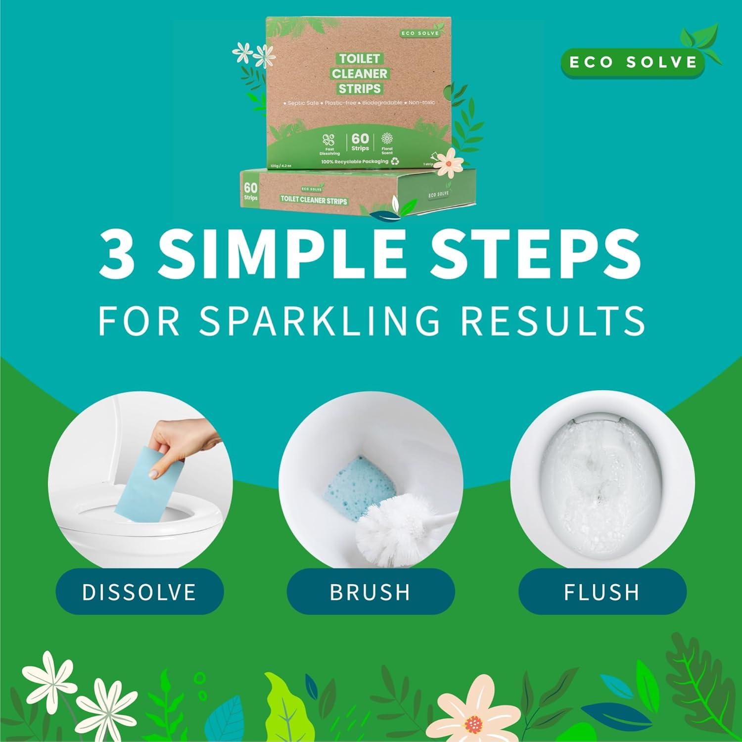 Tiras Limpiadoras de Inodoro Eco Solve - 60 Unidades Ecológicas