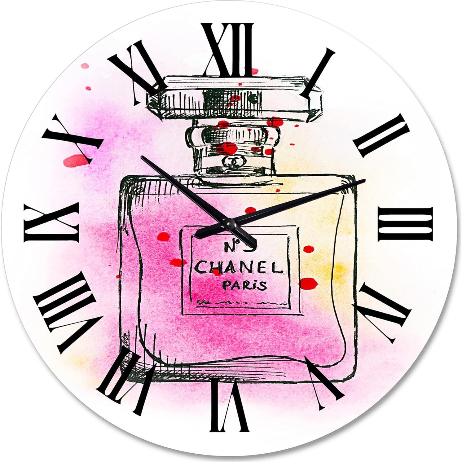 Reloj de Pared Floral DesignQ 58.42 cm Aluminio Rosa
