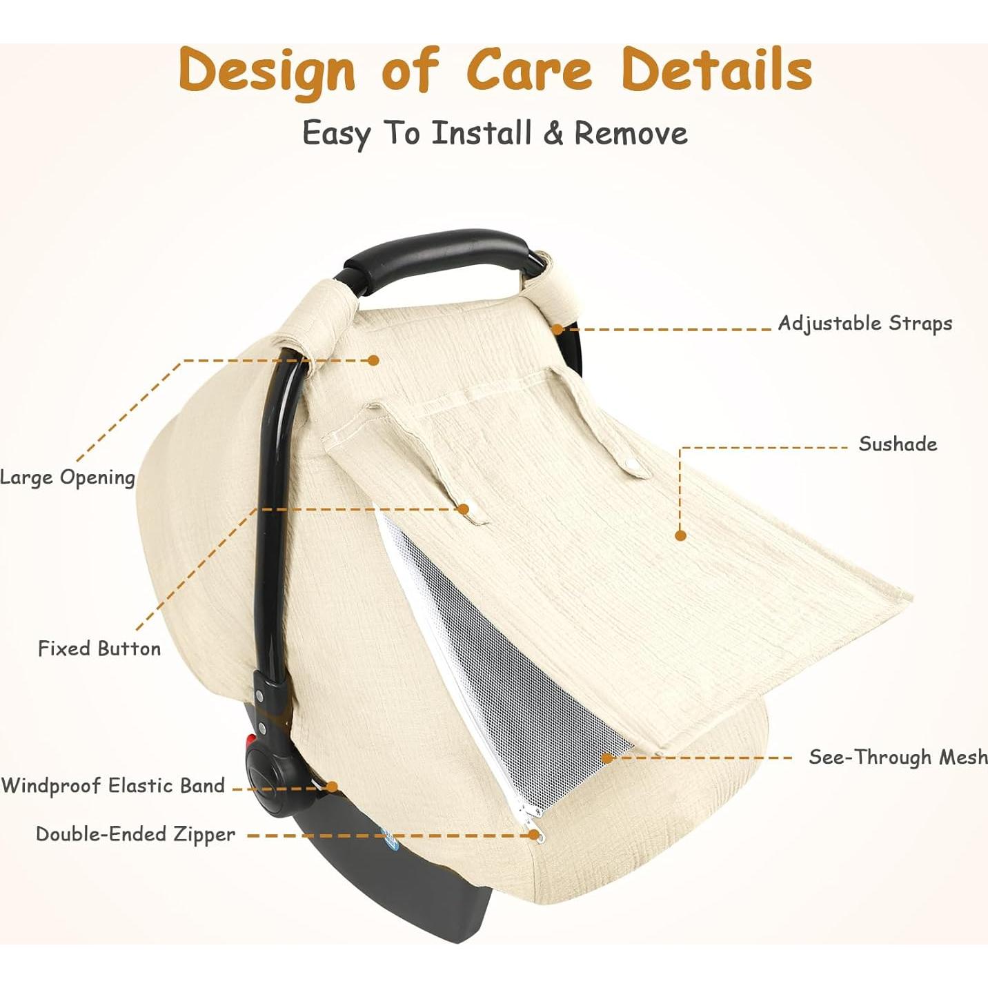 Funda de Asiento de Coche para Bebé HNHUAMING Albaricoque