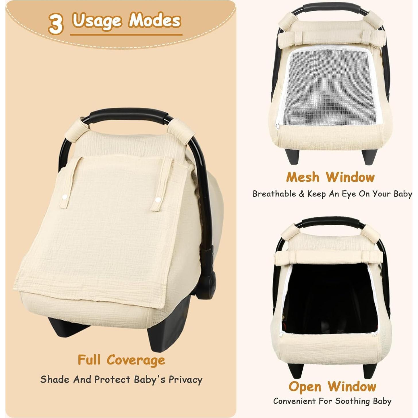 Funda de Asiento de Coche para Bebé HNHUAMING Albaricoque