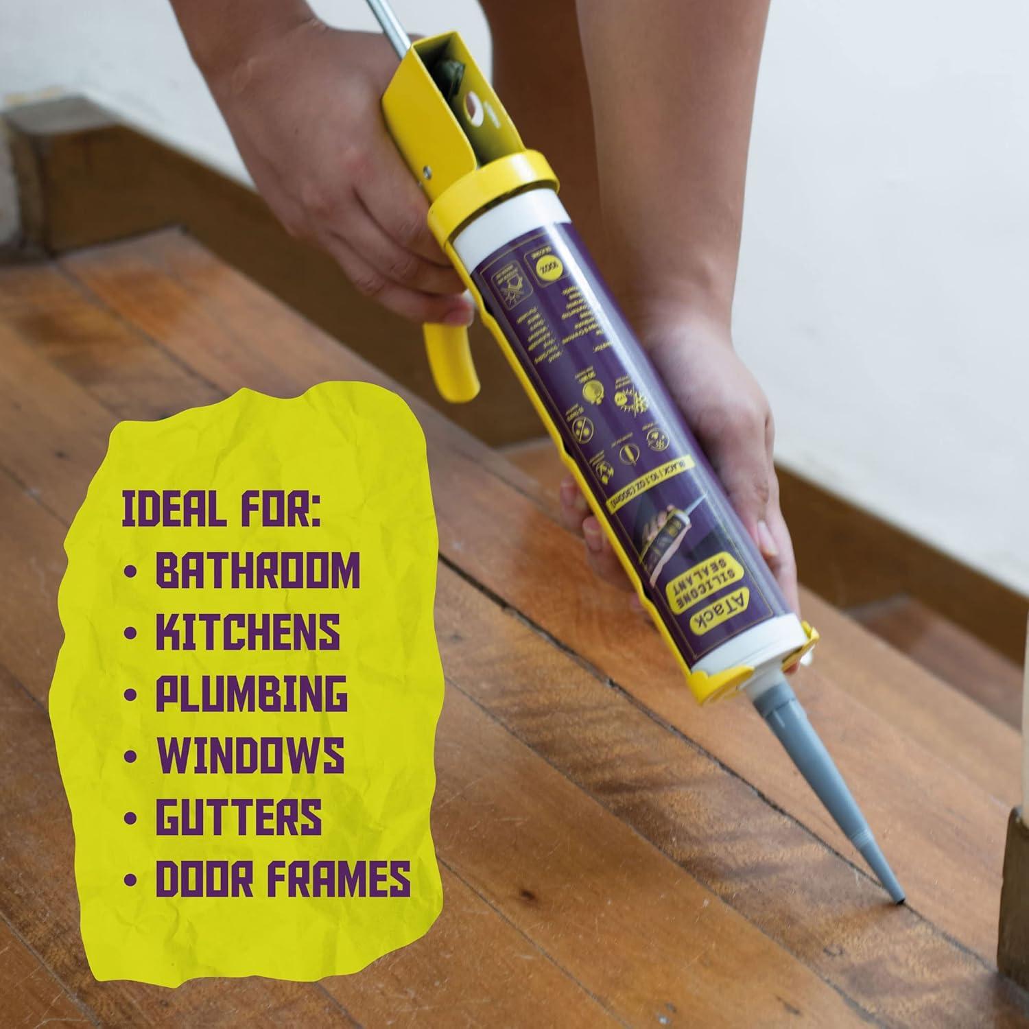 Sellador de Silicona Negra ATack 284g Paquete de 4 100% Impermeable