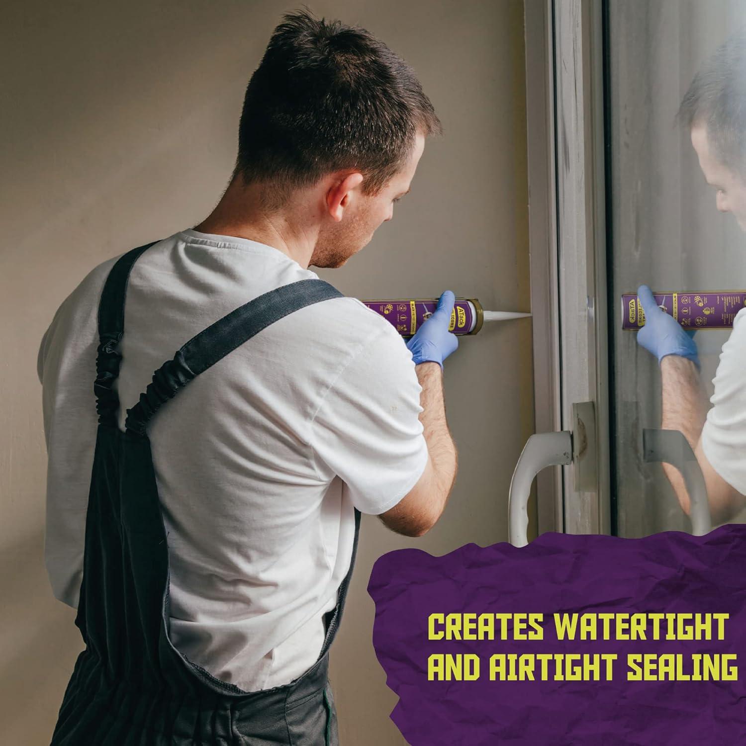 Sellador de Silicona Negra ATack 284g Paquete de 4 100% Impermeable