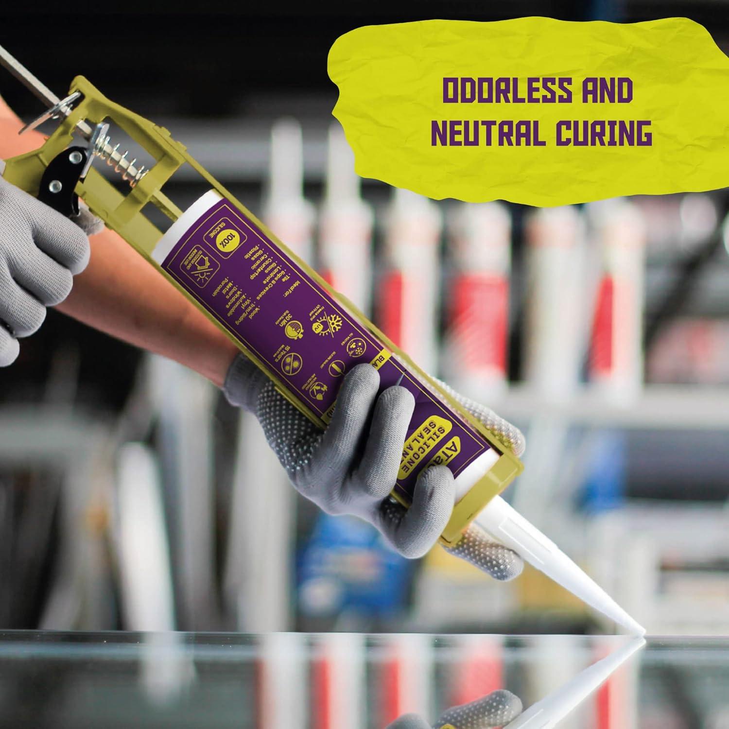 Sellador de Silicona Negra ATack 284g Paquete de 4 100% Impermeable