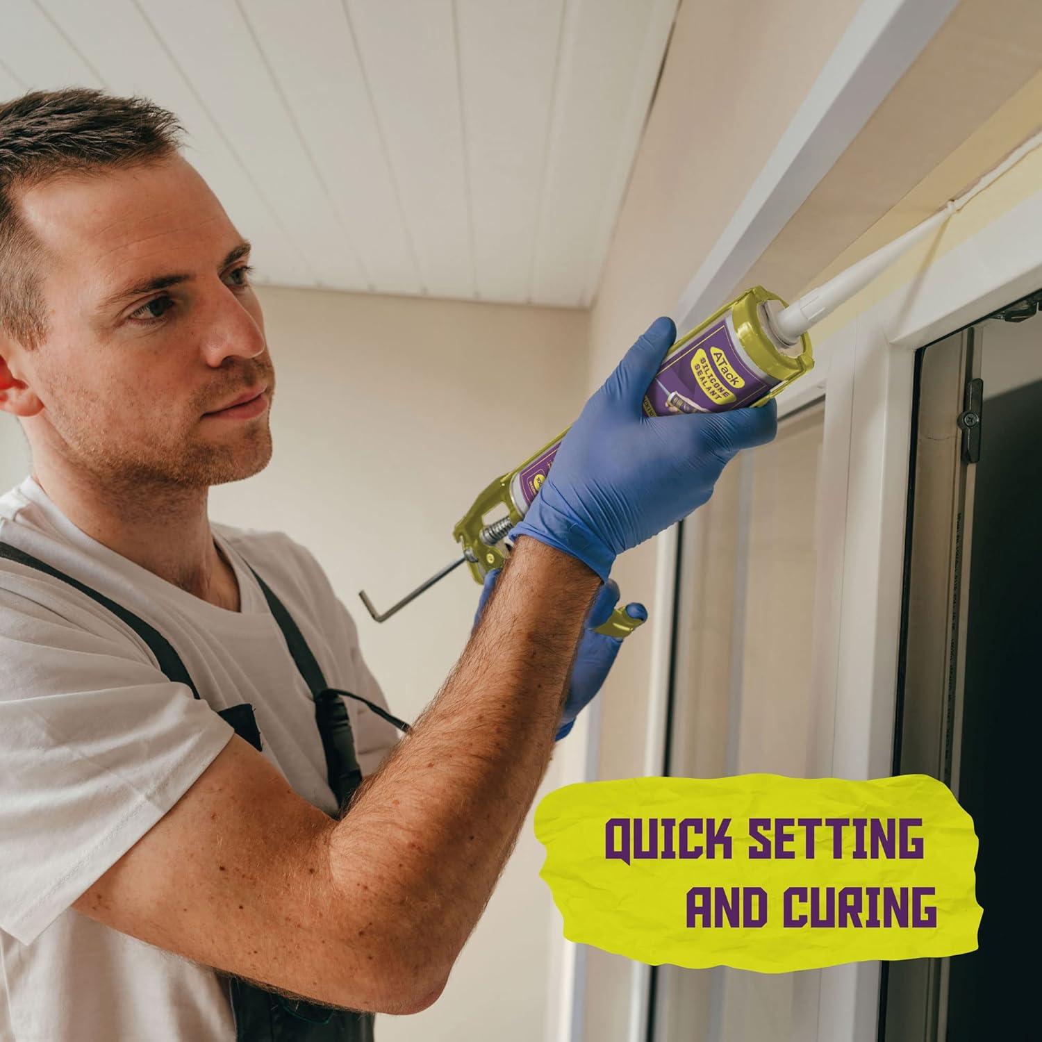 Sellador de Silicona Negra ATack 284g Paquete de 4 100% Impermeable