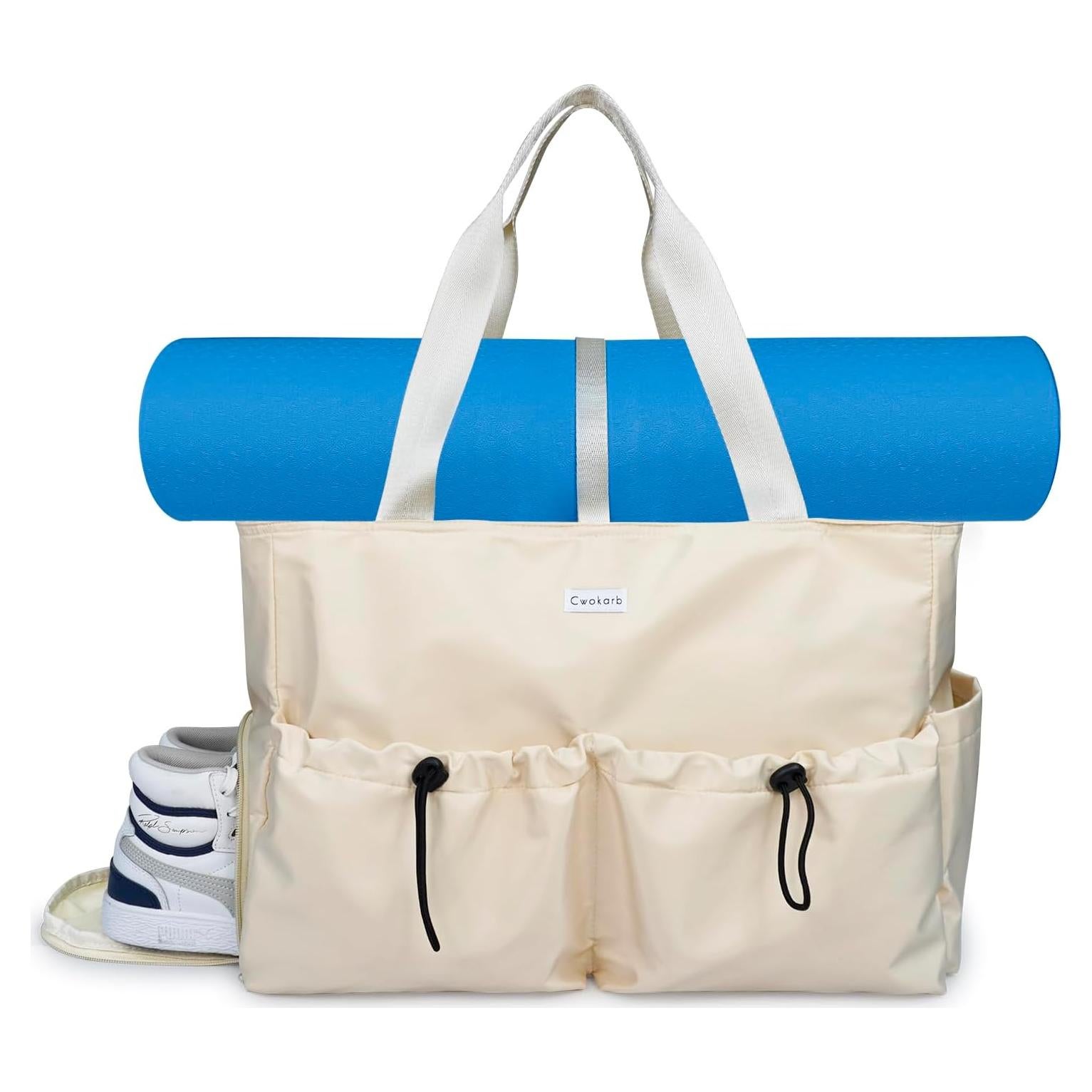 Bolsa de Yoga Cwokarb Beige para Esteras y Accesorios