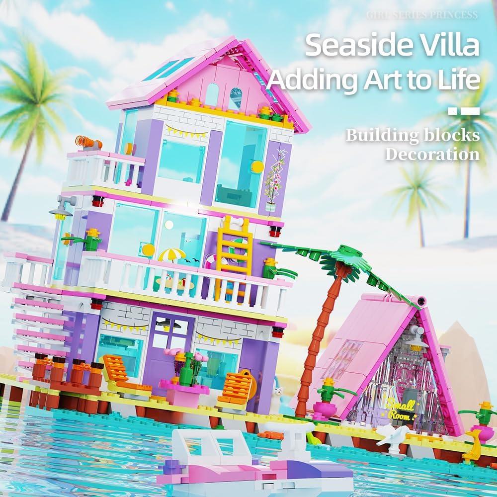 Bloques de Construcción Casa Costera Jieyang 791 Piezas Rosa