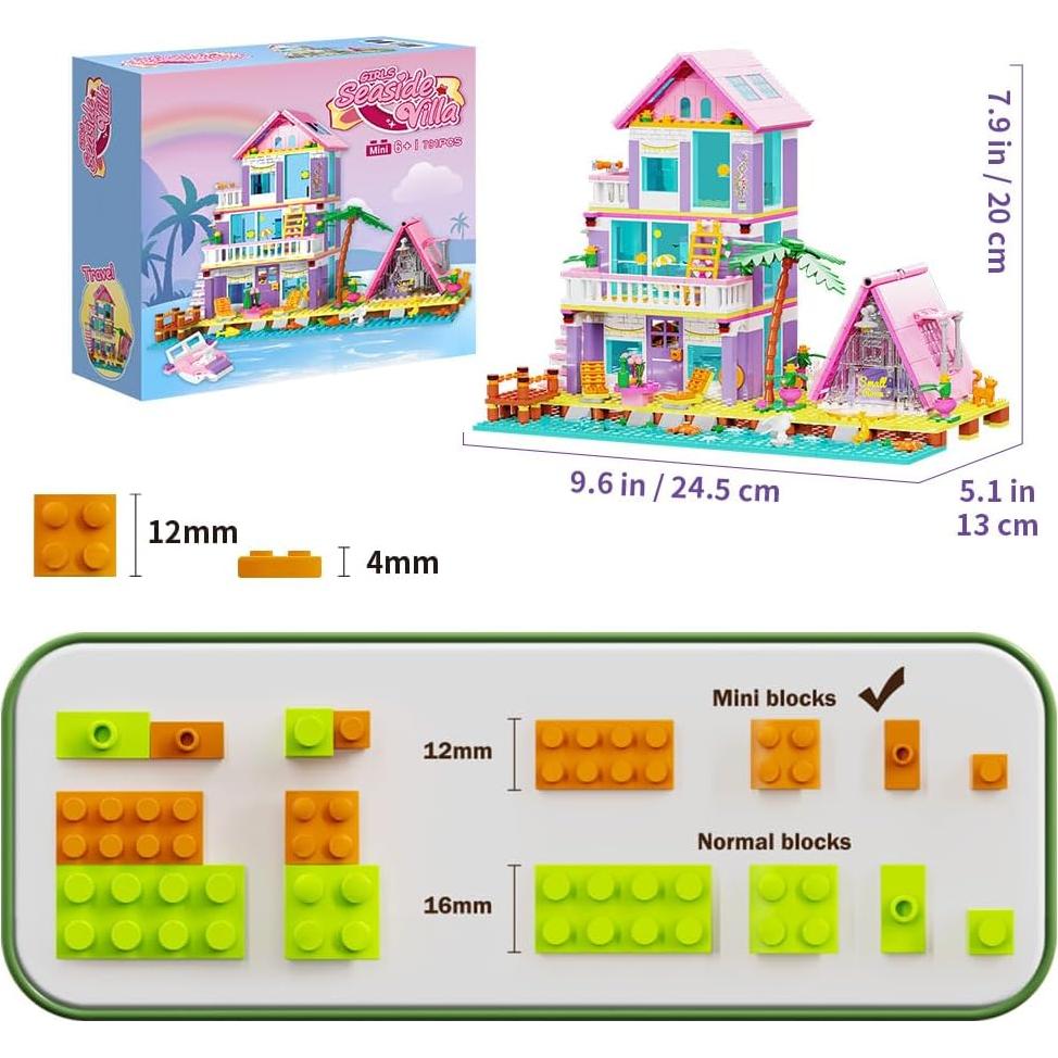 Bloques de Construcción Casa Costera Jieyang 791 Piezas Rosa