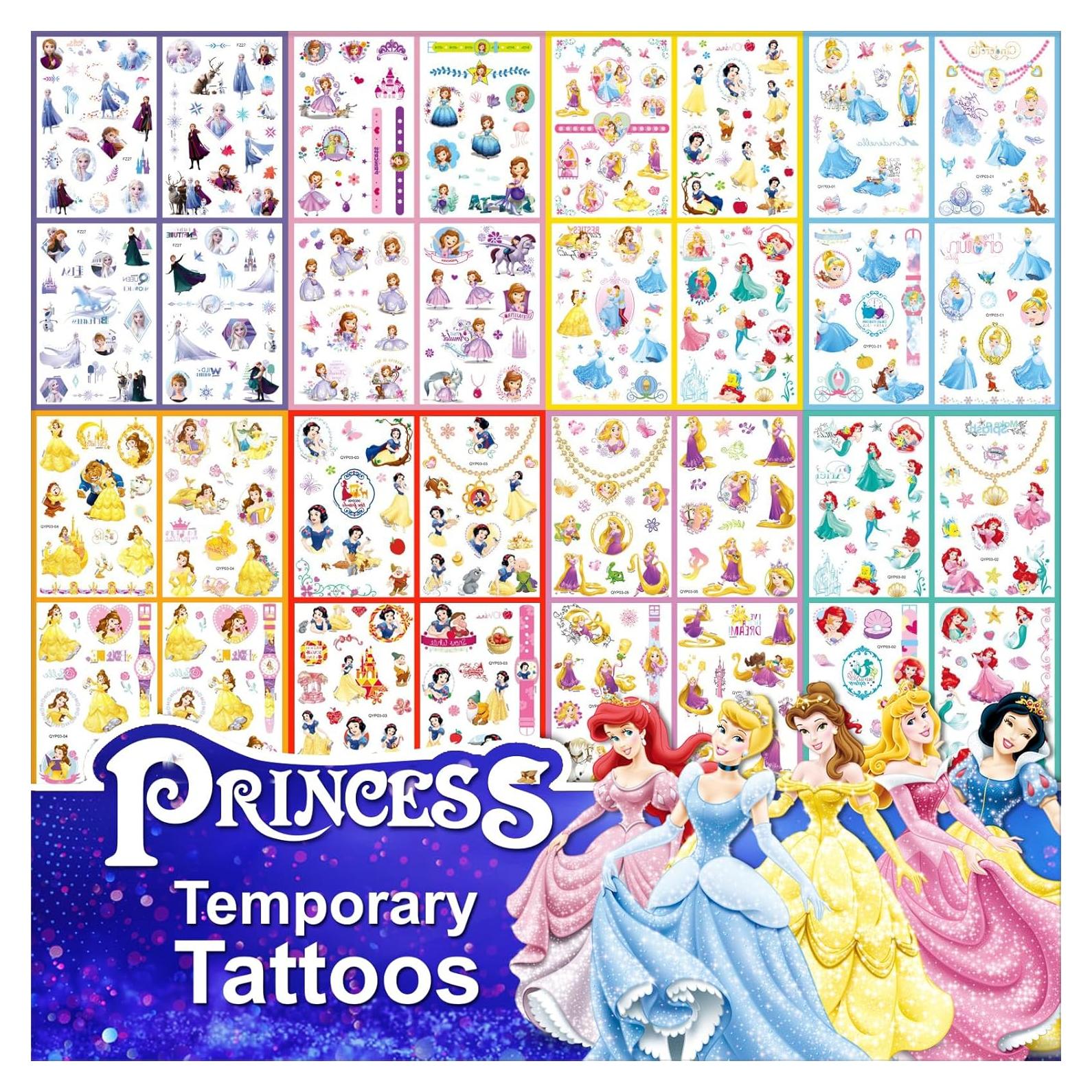 Set de 40 Tatuajes Temporales ACSAUMMY para Niños - Princesas y Mickey Mouse