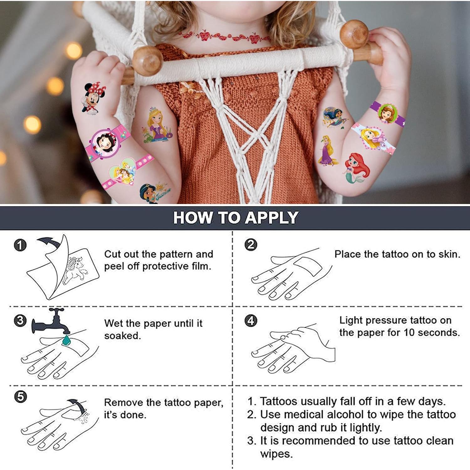 Set de 40 Tatuajes Temporales ACSAUMMY para Niños - Princesas y Mickey Mouse