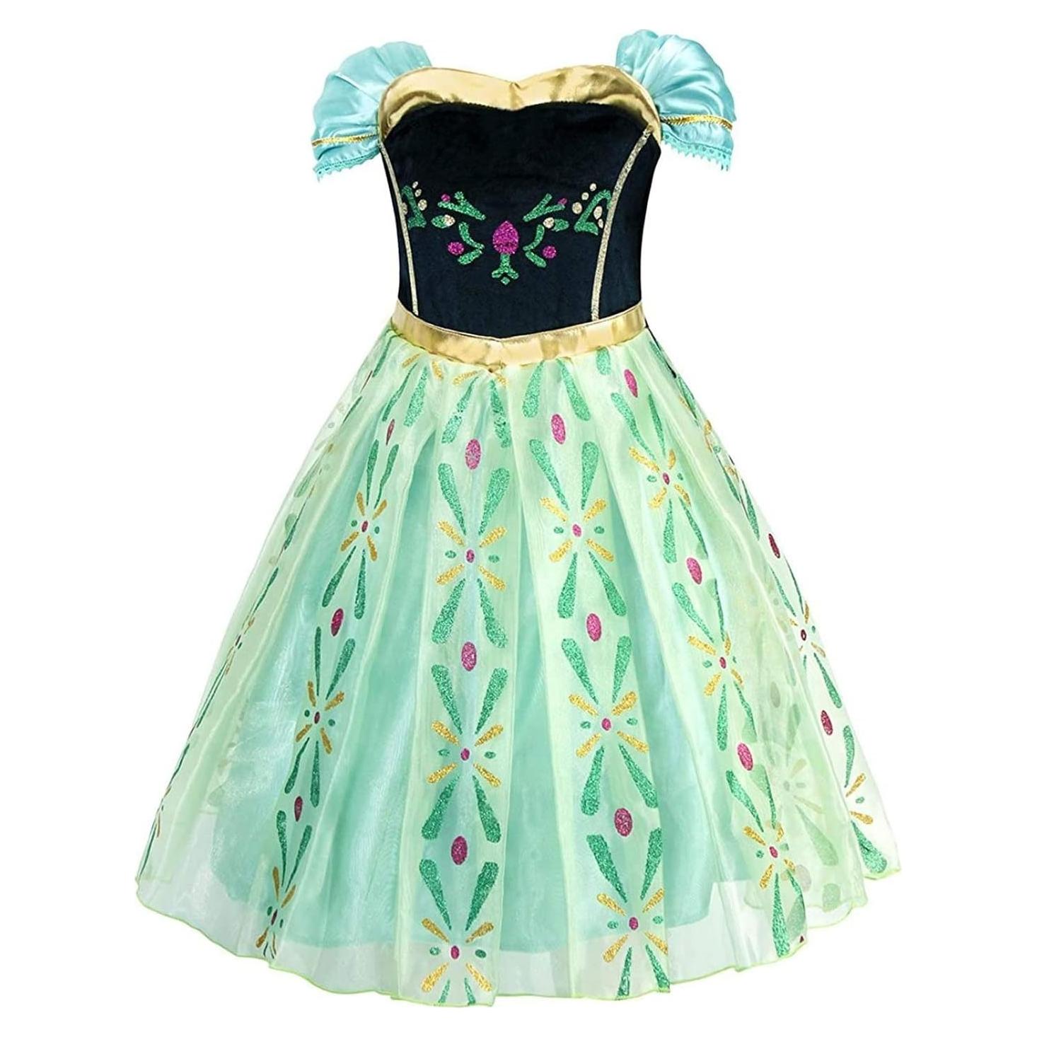 Vestido de baile para niñas Xinfenglai verde 4-5T