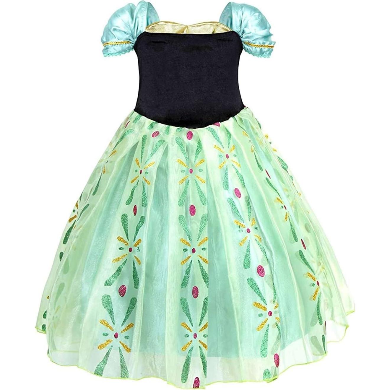Vestido de baile para niñas Xinfenglai verde 4-5T