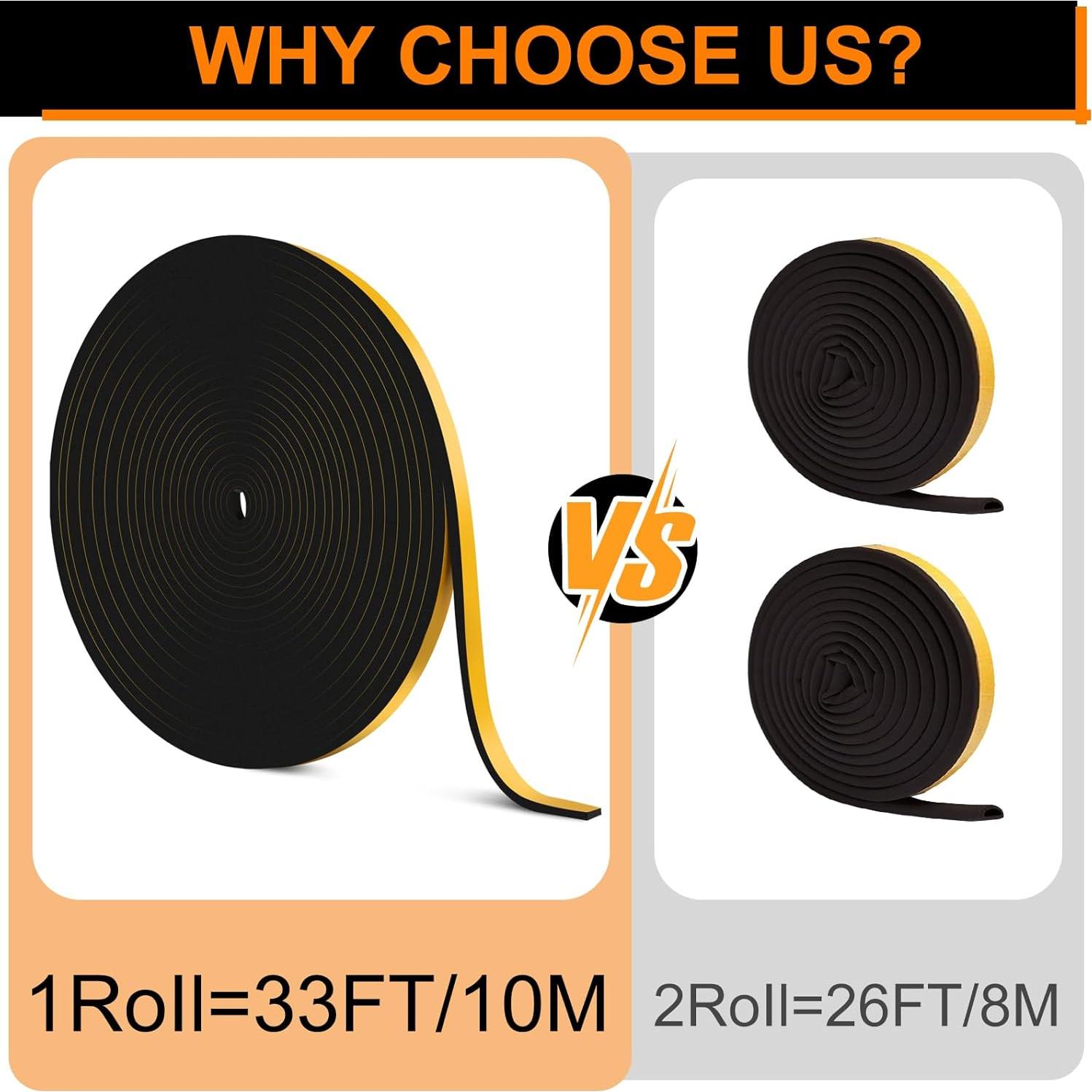 Burlete para Puertas Ninsula 10m x 1.27cm Espuma Aislante