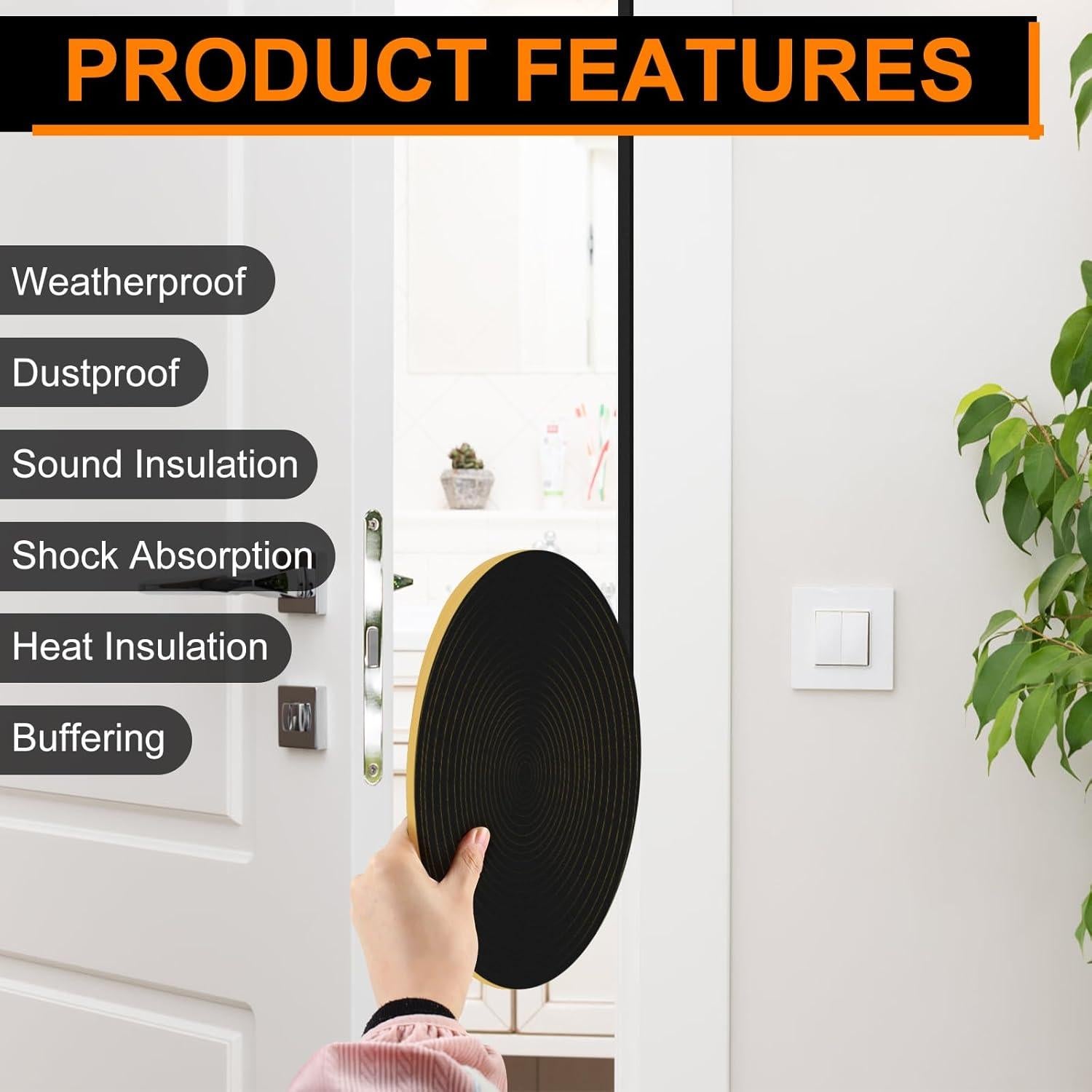 Burlete para Puertas Ninsula 10m x 1.27cm Espuma Aislante