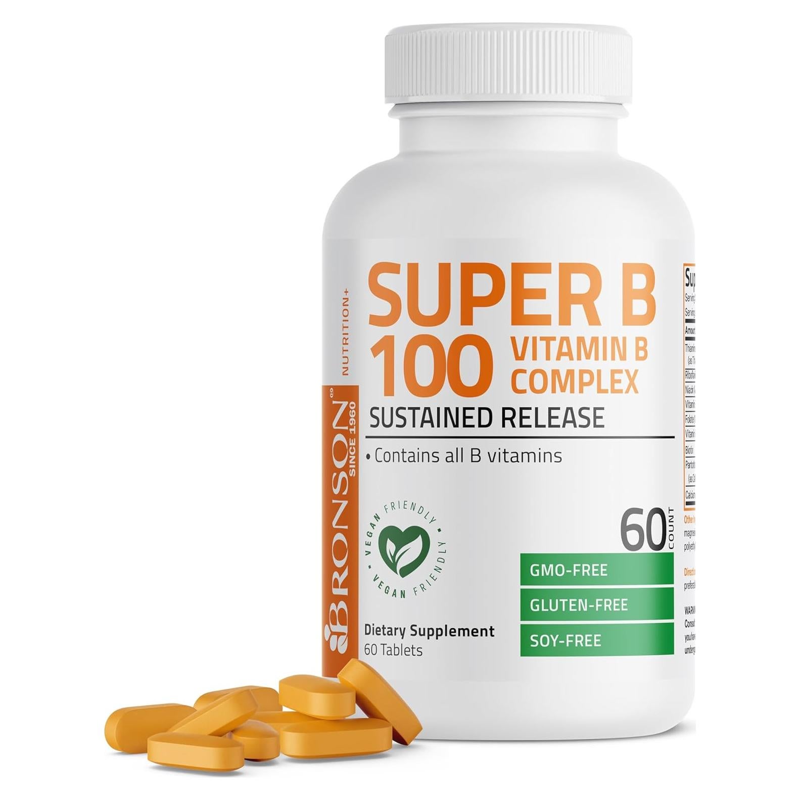 Bronson Super B100 Complejo de Vitaminas B 60 Tabletas