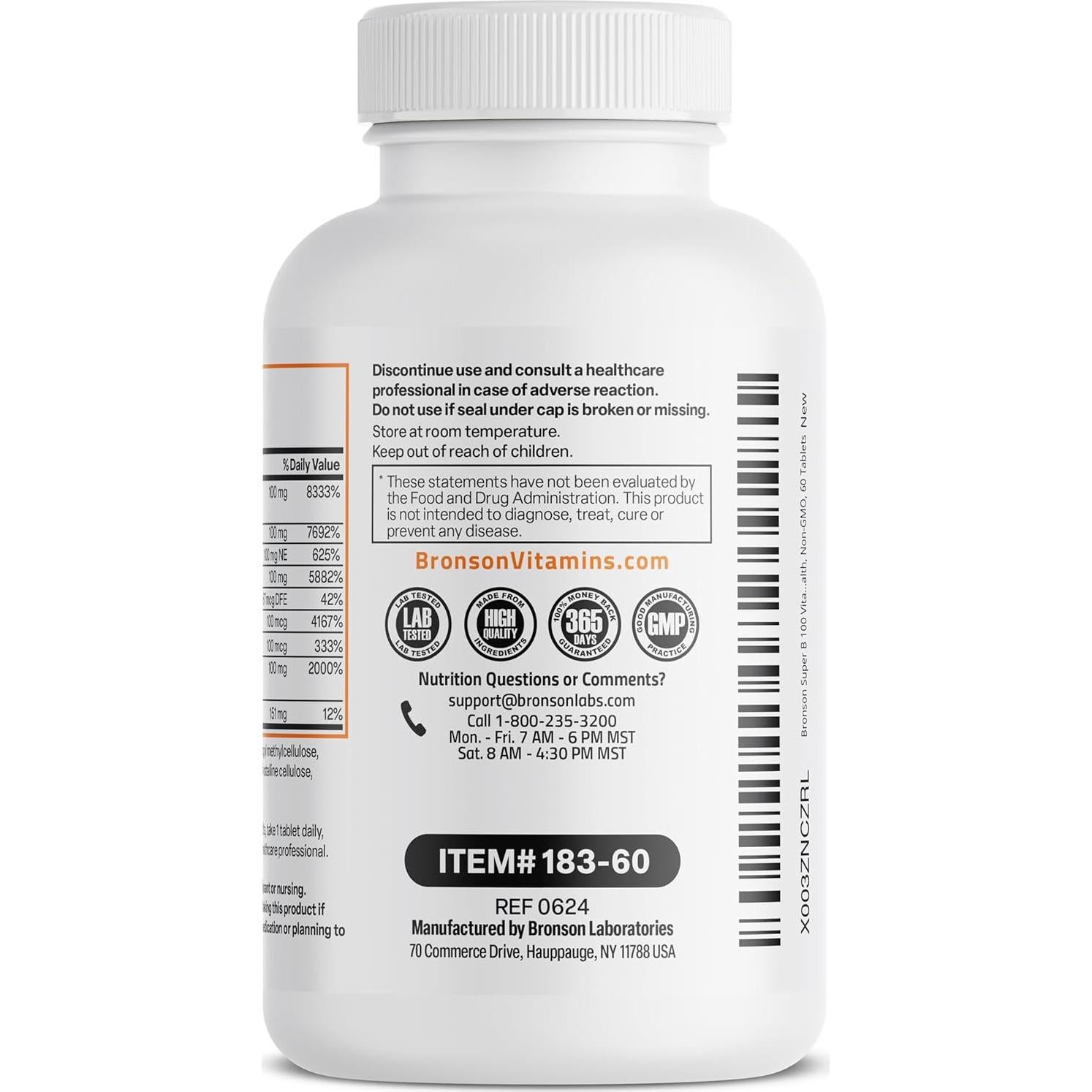 Bronson Super B100 Complejo de Vitaminas B 60 Tabletas