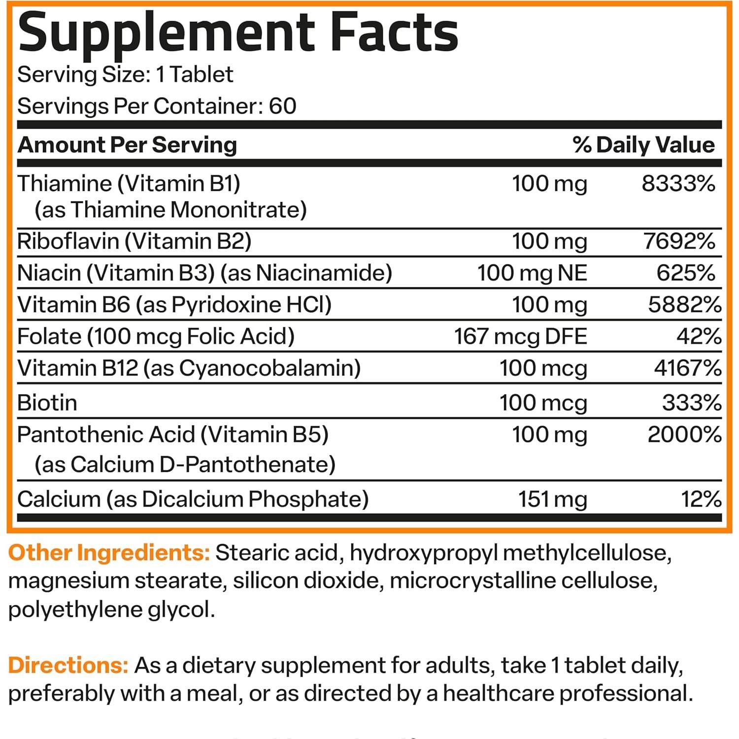 Bronson Super B100 Complejo de Vitaminas B 60 Tabletas