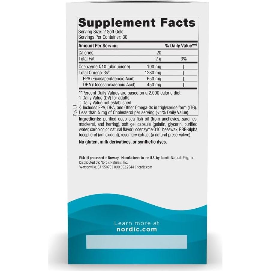 Omega 3 Ultimate + CoQ10 Limón 60 Geles Blandos 1280 mg