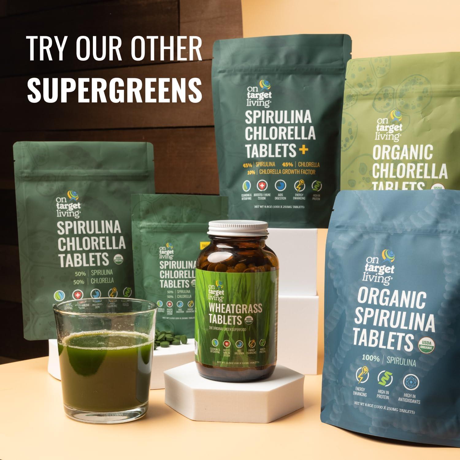 Tabletas de Spirulina y Chlorella Orgánica On Target Living 1000 Uds
