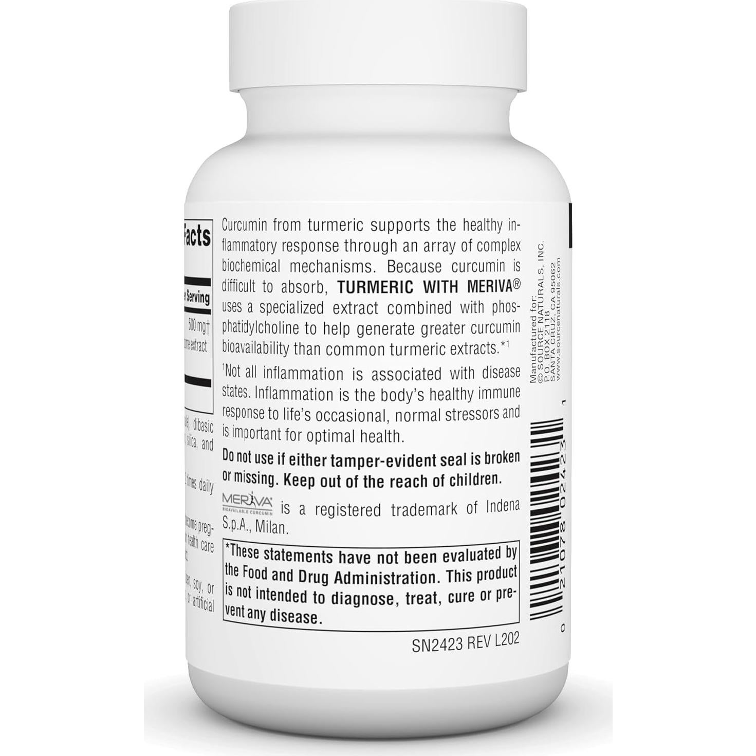 Cápsulas de Cúrcuma Source Naturals 500mg - 60 Unidades
