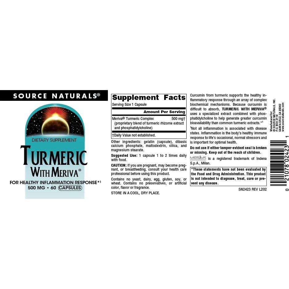 Cápsulas de Cúrcuma Source Naturals 500mg - 60 Unidades