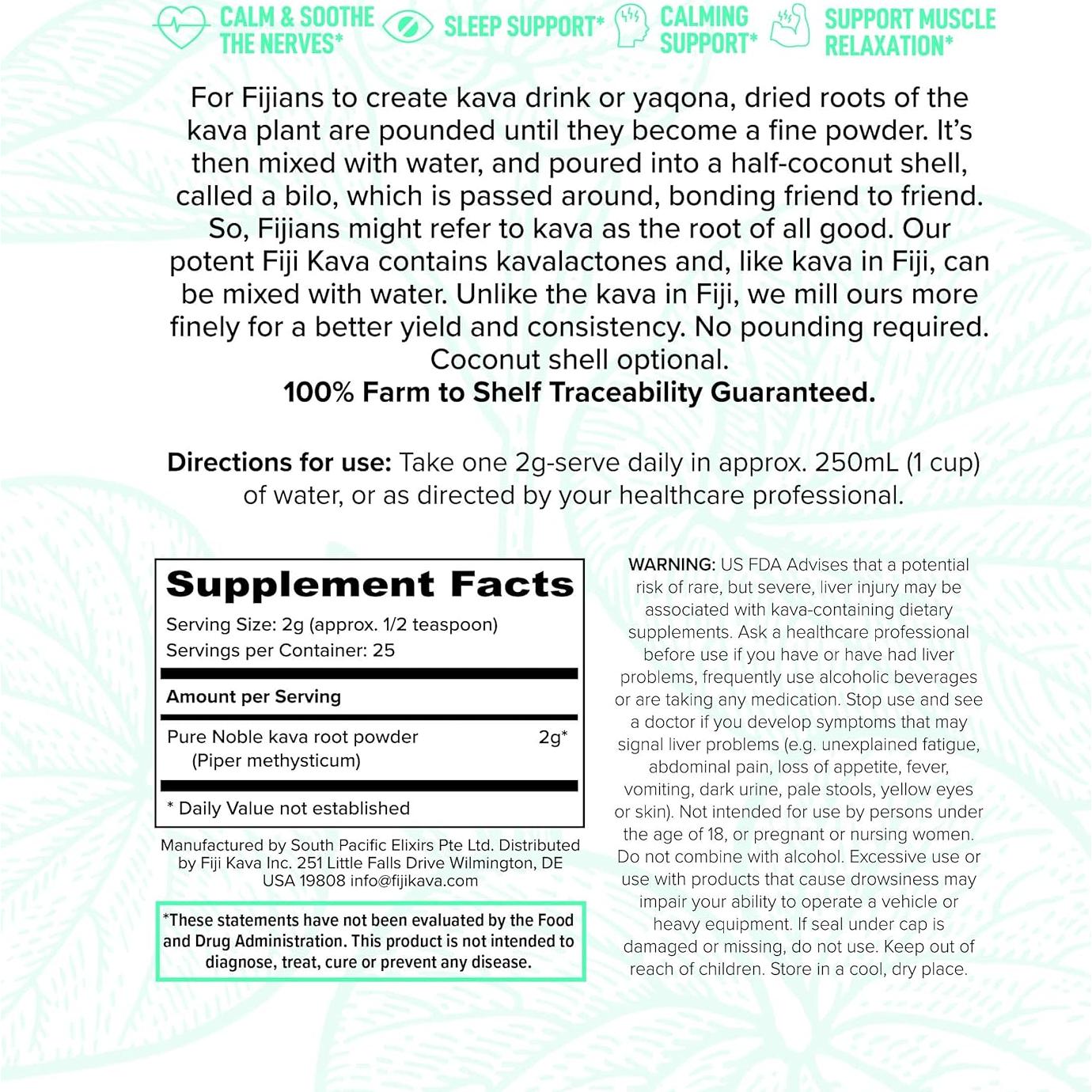 FijiKava Polvo de Kava Instantáneo 50g - Relajación Natural