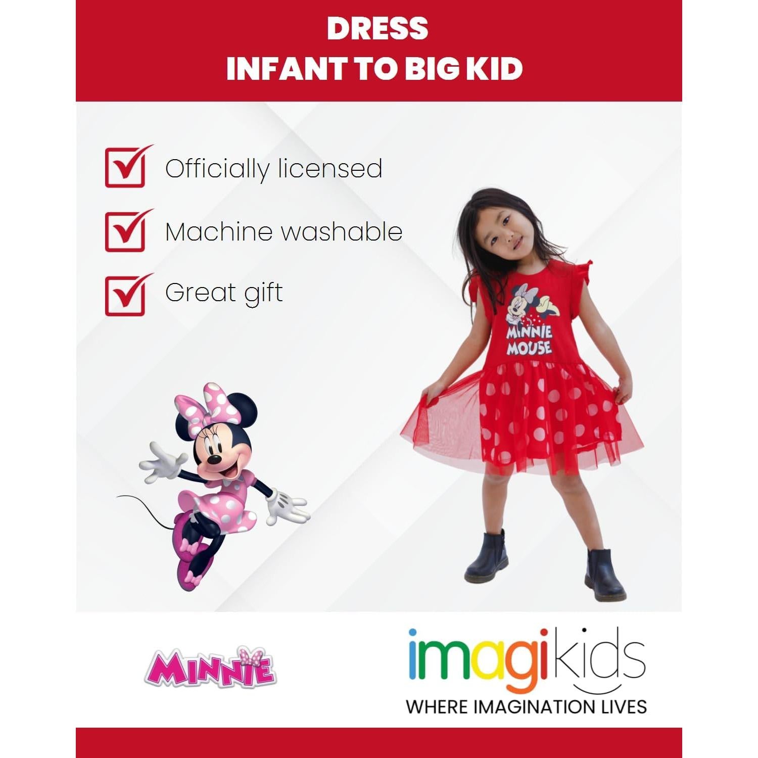 Vestido de Tul Disney Minnie Mouse 4T Rojo con Volantes