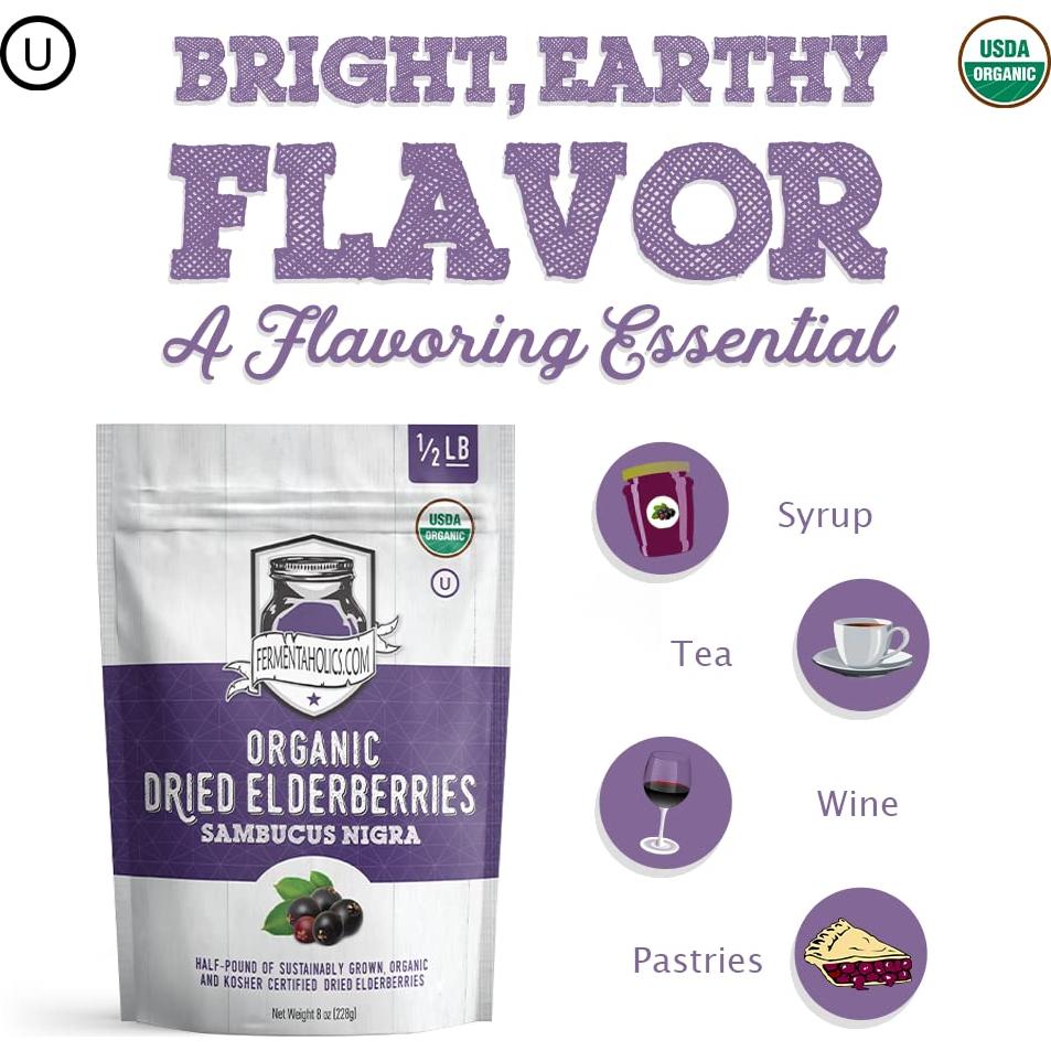 Bayas de Saúco Secas Orgánicas Fermentaholics 0.45 KG