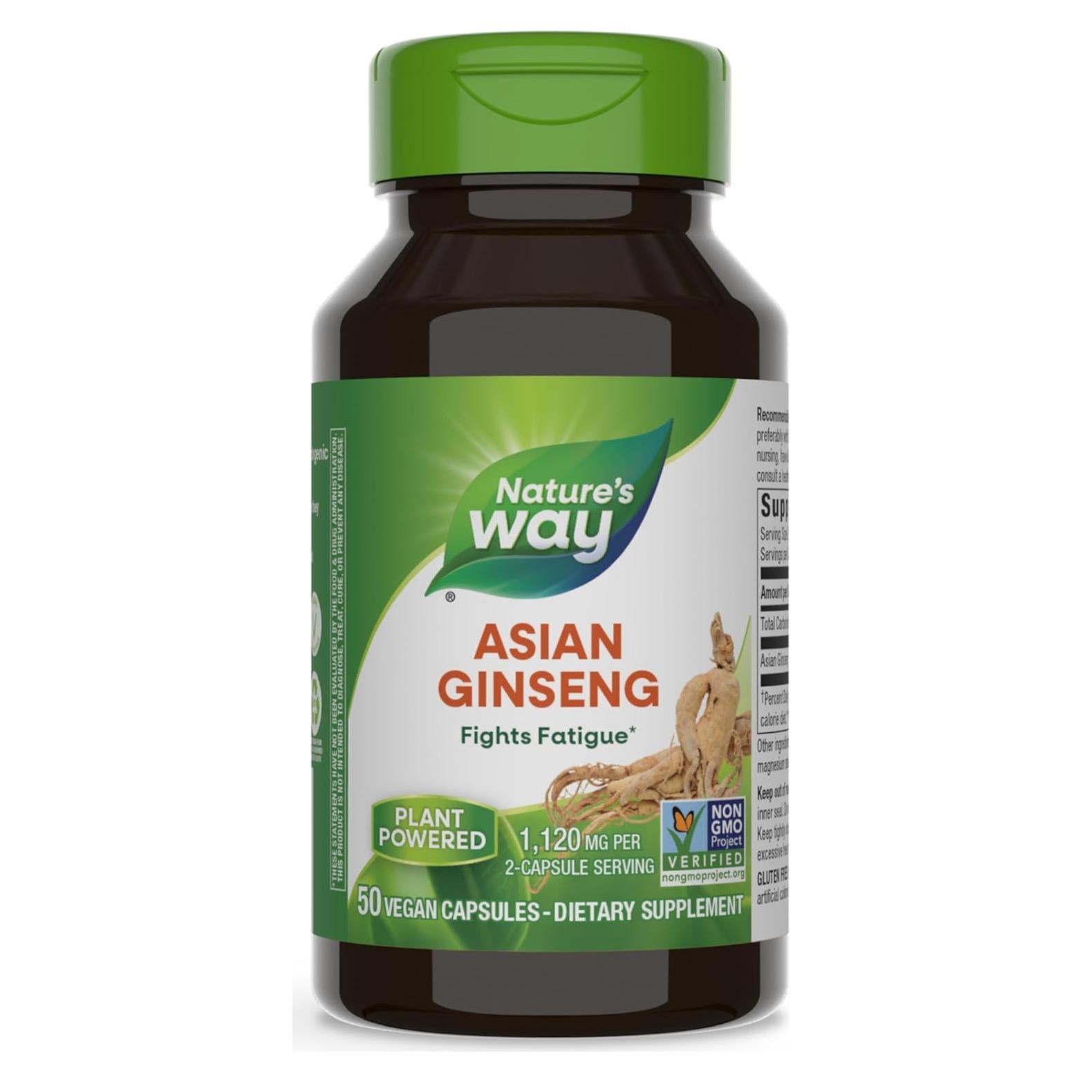 Ginseng Asiático Nature's Way 1120mg 50 Cápsulas Veganas
