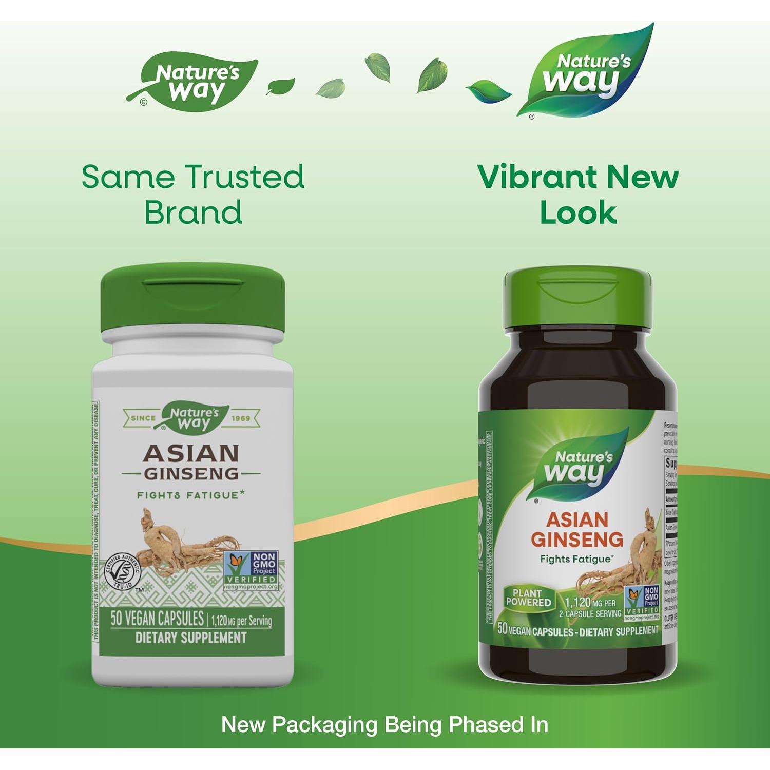 Ginseng Asiático Nature's Way 1120mg 50 Cápsulas Veganas