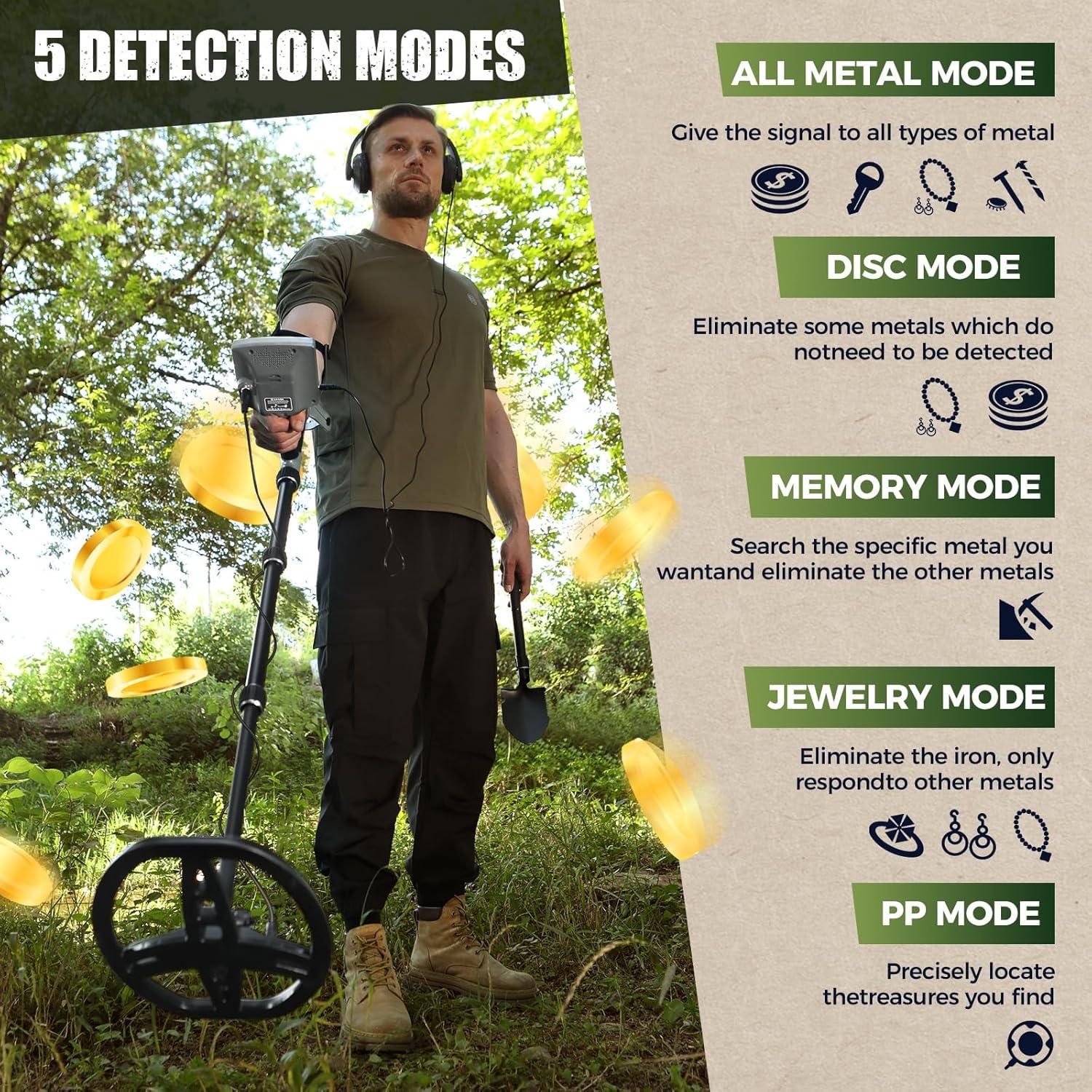 Detector de Metales Gbnryg 12" Impermeable LCD 5 Modos