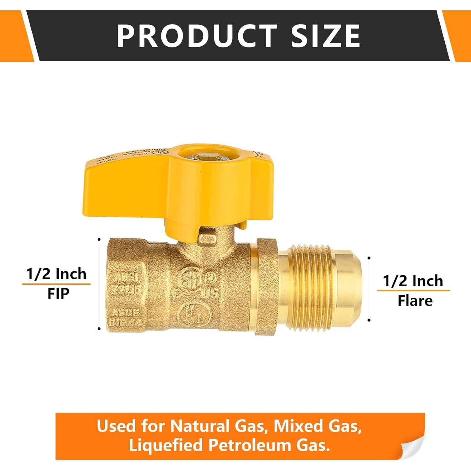 Válvula de Bola de Gas HeSun 1/2" FIP x 1/2" OD - Alta Calidad