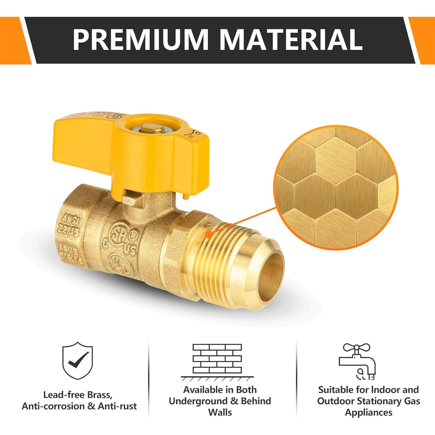 Válvula de Bola de Gas HeSun 1/2" FIP x 1/2" OD - Alta Calidad
