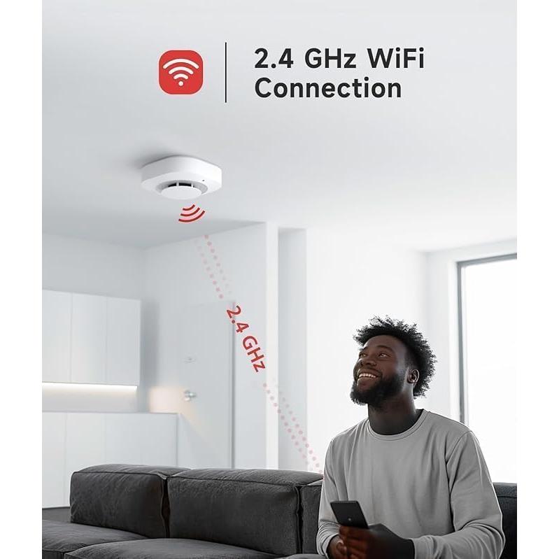 Smart Smoke Detector Fire Alarm with Replaceable Battery, Wi-Fi Smoke Detector, Real-Time App Notifications, 3-Pack