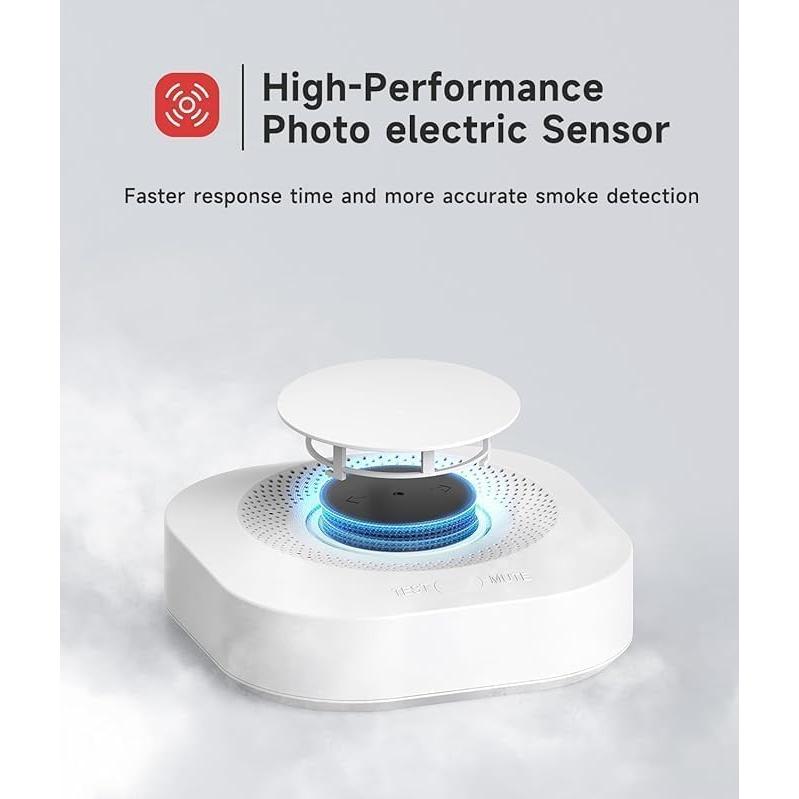 Smart Smoke Detector Fire Alarm with Replaceable Battery, Wi-Fi Smoke Detector, Real-Time App Notifications, 3-Pack