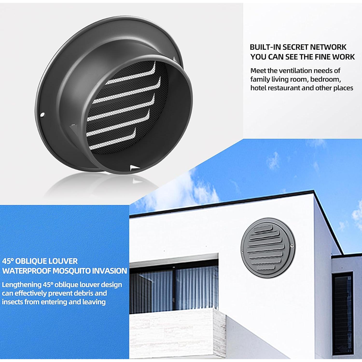 Tapa de Ventilación de Acero Inoxidable 304 3" Negra Puunkeey