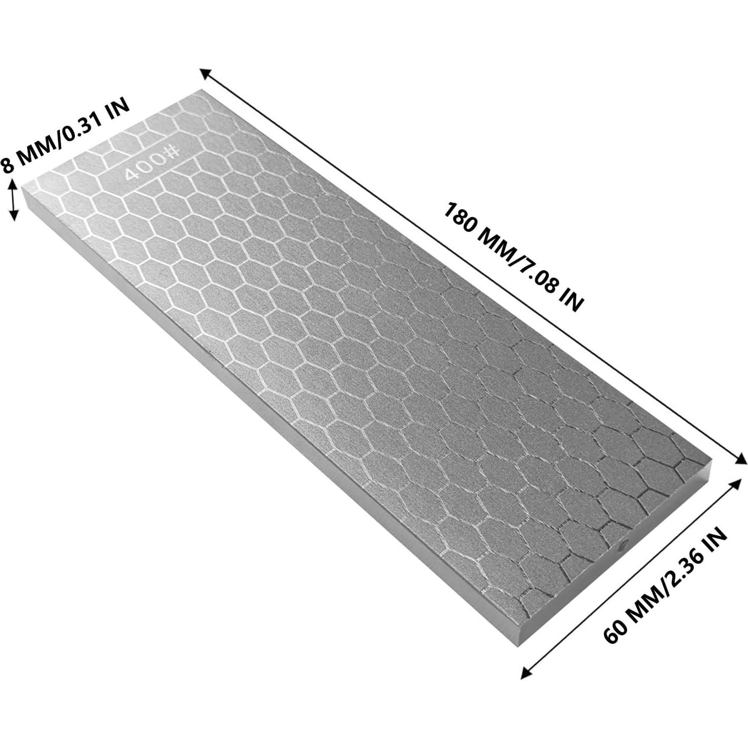Double sided diamond grinding stone with a mesh size of 200/600，300/1000，400/1000，400/1200, with leather straps, suitable for kitchen, outdoor and other cutting tools (TD180-400/100)