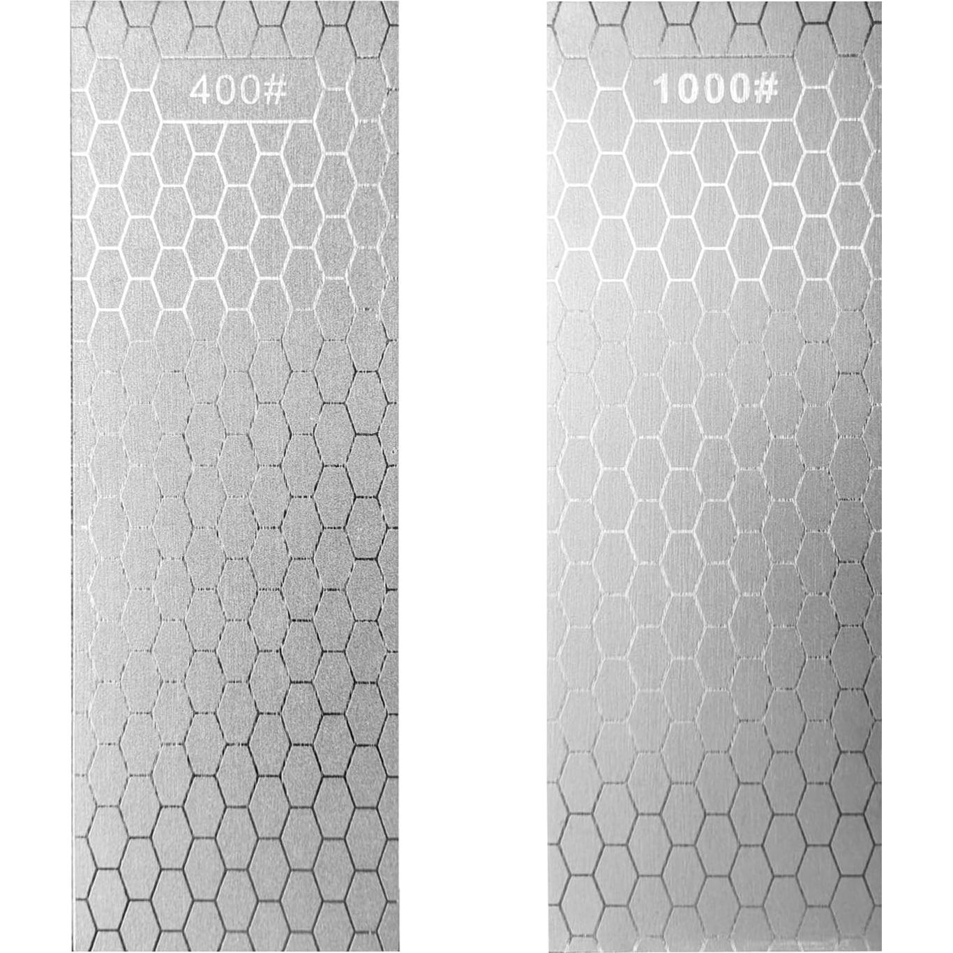 Double sided diamond grinding stone with a mesh size of 200/600，300/1000，400/1000，400/1200, with leather straps, suitable for kitchen, outdoor and other cutting tools (TD180-400/100)