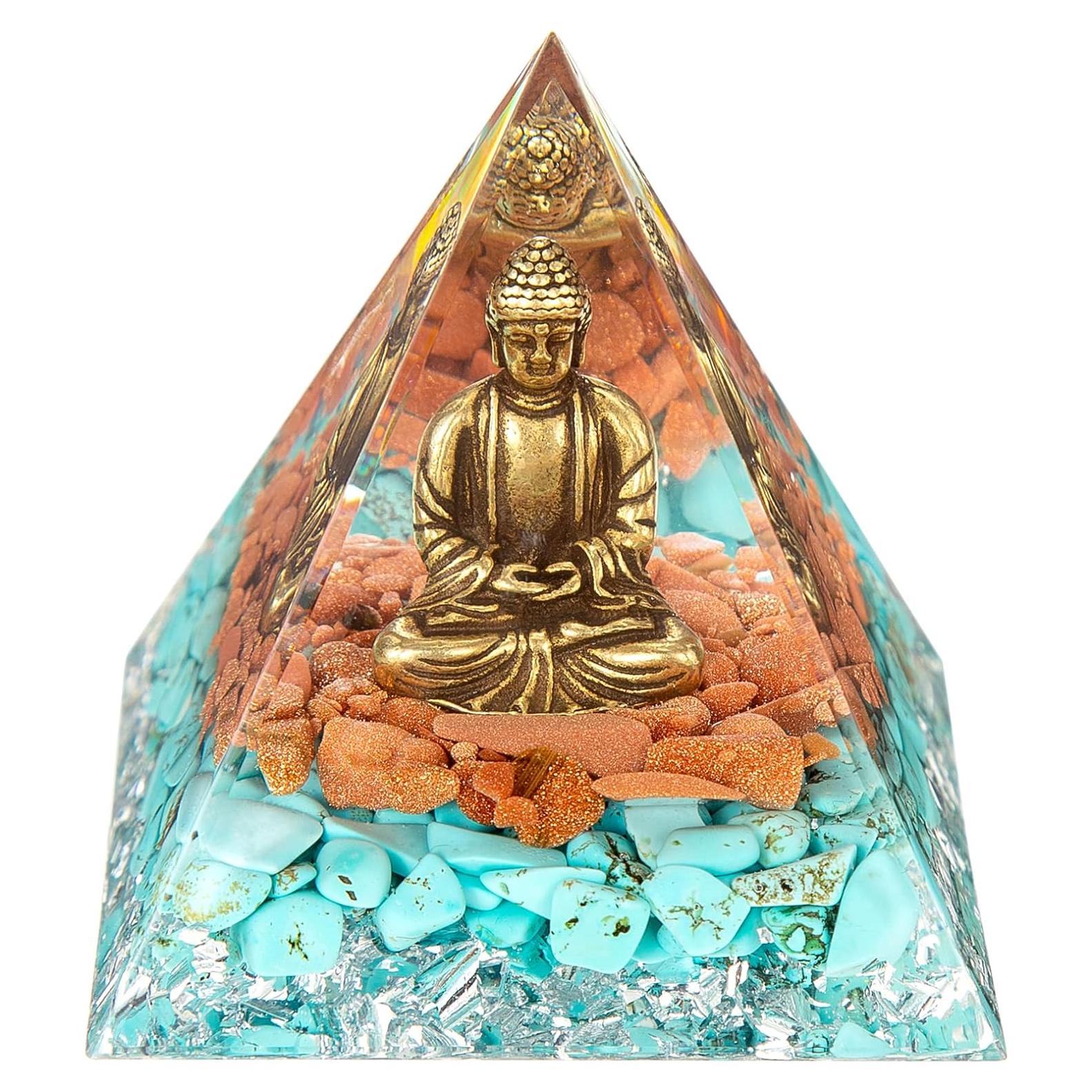 Estatua Buda Meditador FENGSHUI-CAISHEN en Pirámide de Cristal