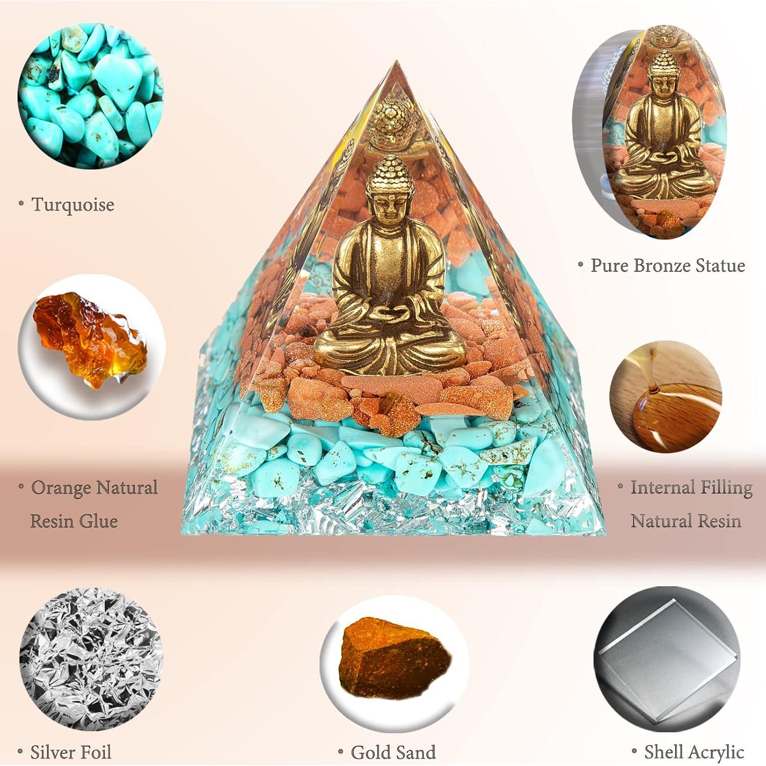 Estatua Buda Meditador FENGSHUI-CAISHEN en Pirámide de Cristal