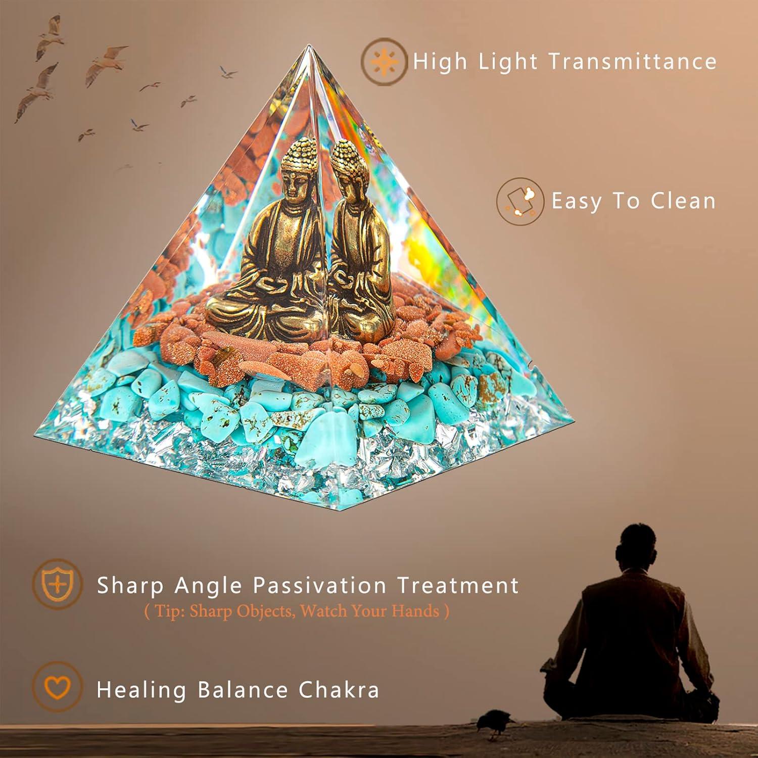 Estatua Buda Meditador FENGSHUI-CAISHEN en Pirámide de Cristal