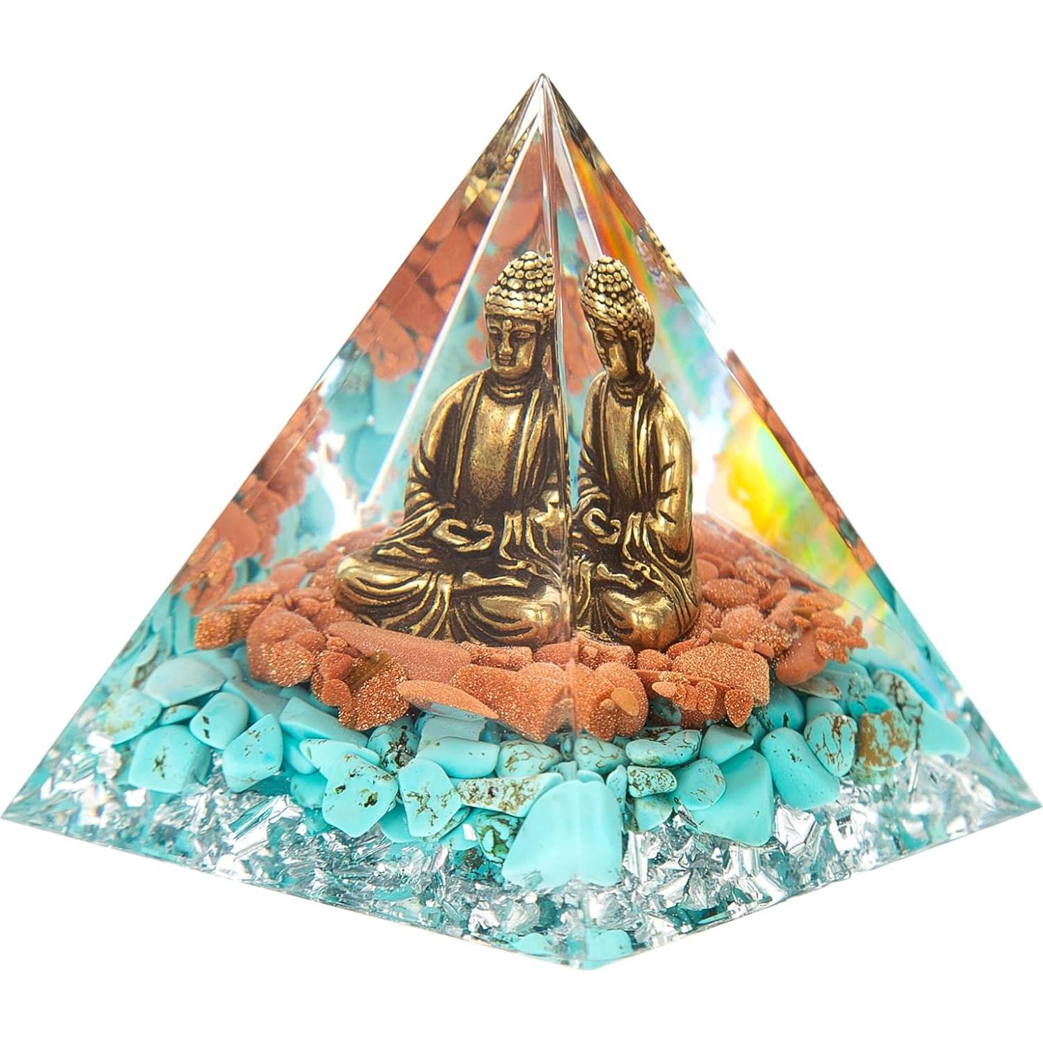 Estatua Buda Meditador FENGSHUI-CAISHEN en Pirámide de Cristal