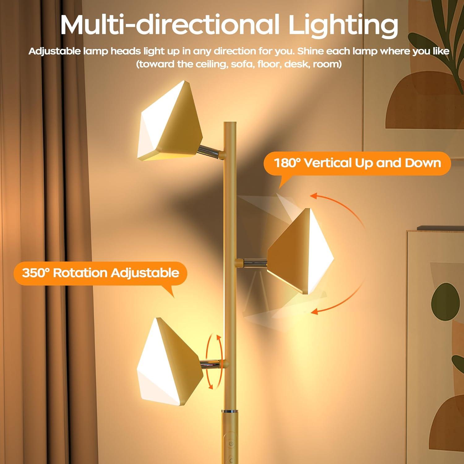 Lámpara de Pie LED QiMH 36W Regulable Dorado 4 Temperaturas