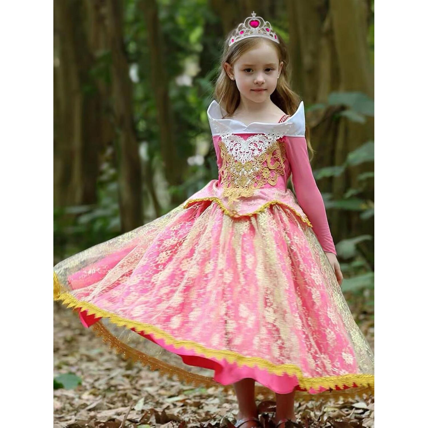 Vestido de Princesa Rosa Aoiviss con Accesorios para Niñas