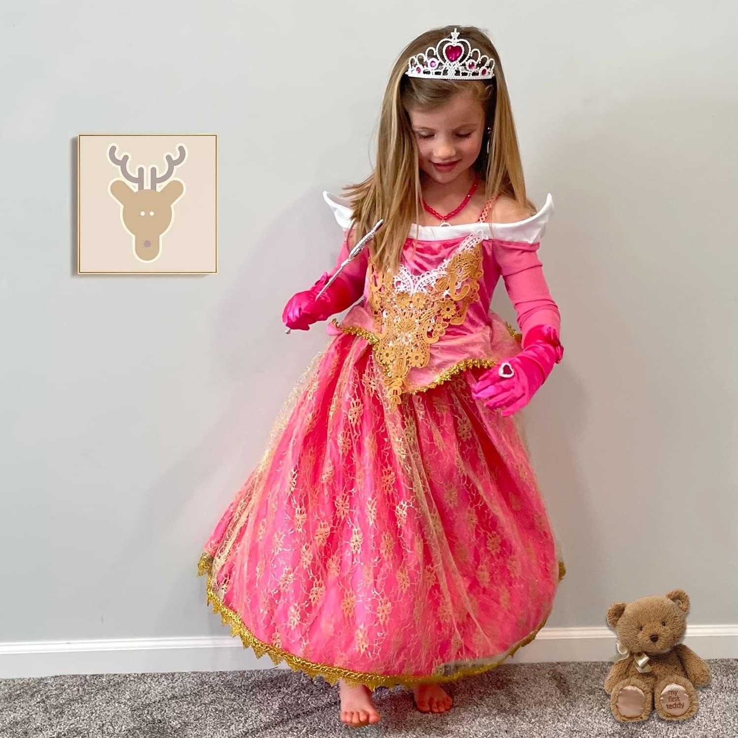 Vestido de Princesa Rosa Aoiviss con Accesorios para Niñas