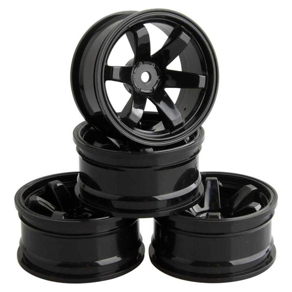 4 Llantas de Plástico 52mm para Coche RC 1/10 LAFEINA Negro