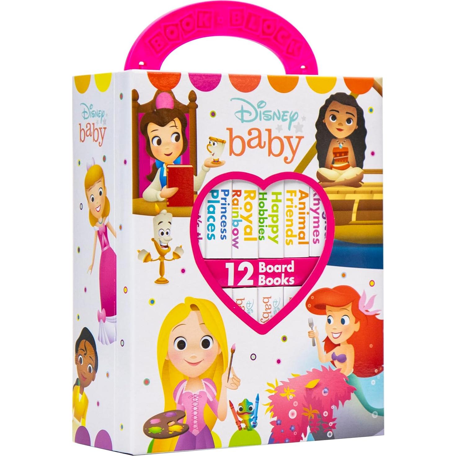 Disney Baby Princess Cinderella, Belle, Ariel, and More! - My First Library Board Book Block 12 Book Set - First Words, Colors, Numbers, and More! - PI Kids