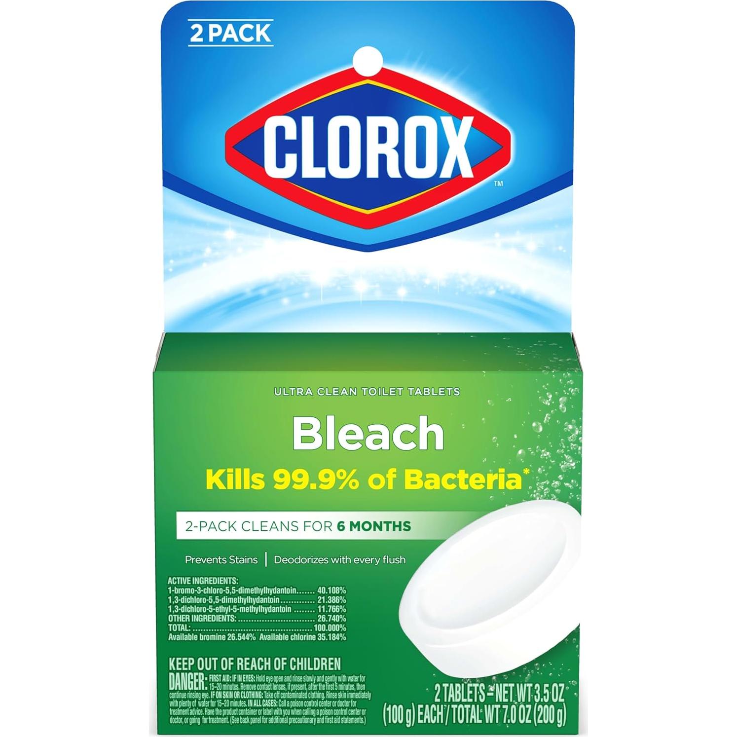 Tabletas de Inodoro Clorox Ultra Clean 2 Unidades 204 Gramos