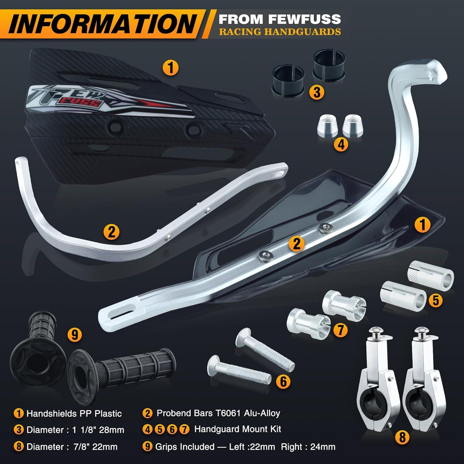 Guardias de Manos Universales Fewfuss para Motocicleta de Tierra 22mm y 28mm