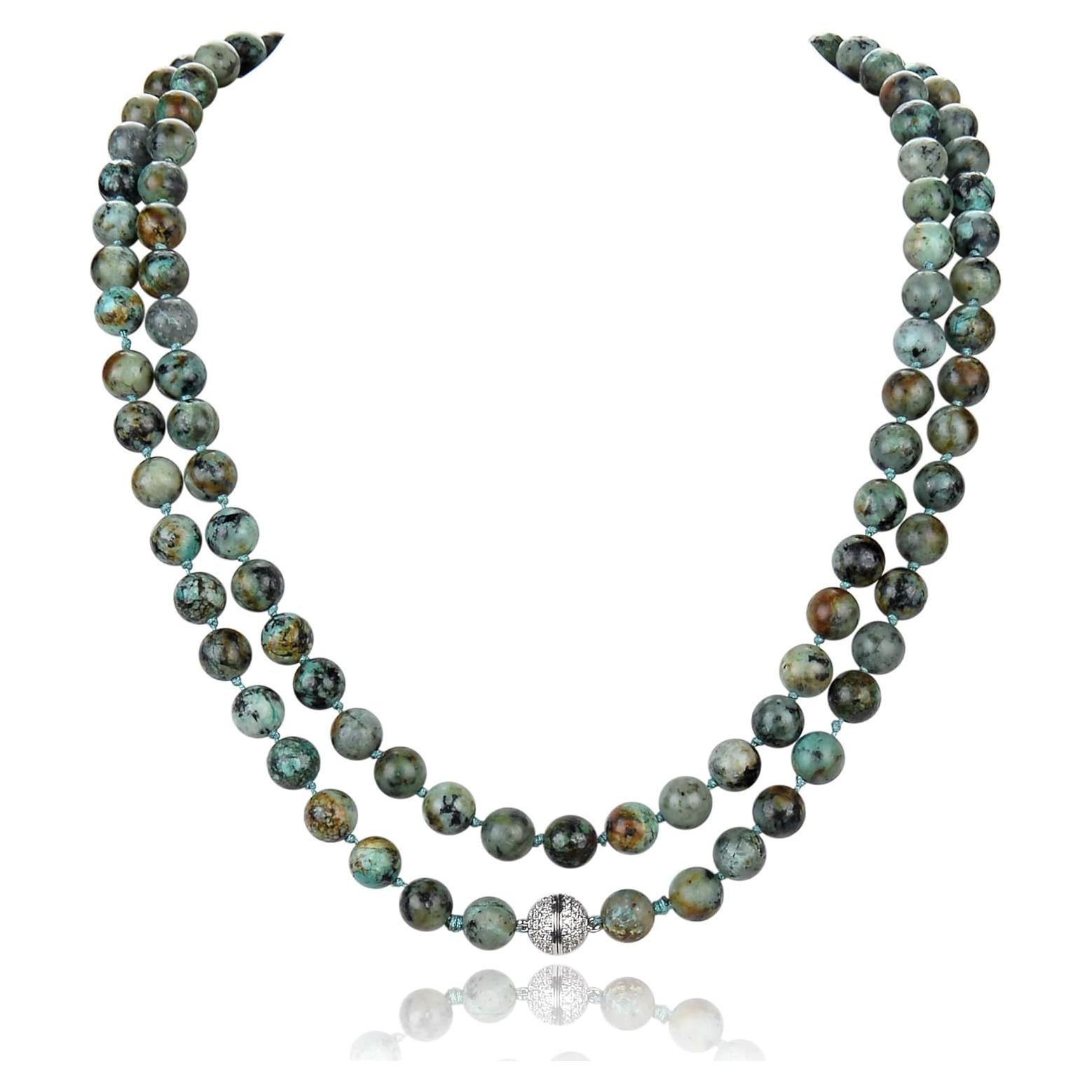 Collar de cuentas Japa Mala Malahill 108 piedras turquesa